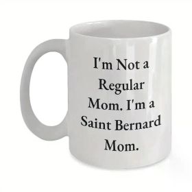 1 Ceramic Coffee Mug with Handle, Novelty St. Bernard Mother Dog Alphabet Print Teacup, Perfect for Hot And Cold
