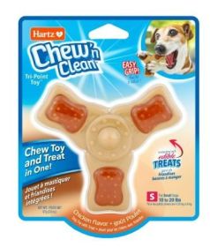Hartz Chew 'n Clean Tri-Point Chew Toy, Chicken Flavored Dog Toy For Moderate Chewers, Small