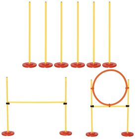 PawHut 3PCs Dog Agility Training Equipment, Outdoor Obstacle Course Starter Kit with Hoop, Hurdle, Weave Poles and Carrying Bag (Color: as Pic)