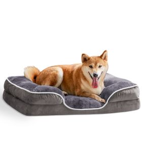Memory Foam Pet Bed for Small Dogs & Cats with Washable Removable Cover Non-Slip Base Waterproof Liner Egg Crate Foam for Improved Sleep, grey,la (Color: as Pic)