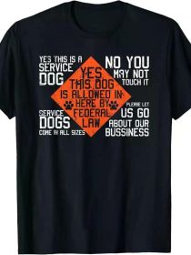 EWH Service Dog Owner Federal Law Graphic T-Shirt, 100% Cotton Crew Neck Short Sleeve Tee, Casual Street Style Knit Fabric Top for All Seasons (Color: Black, size: XL)
